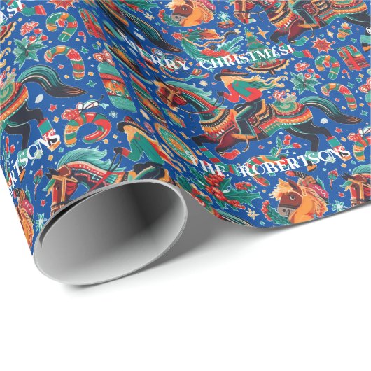 フェスティバルウェスタン女性のカーボーイブルークリスマス ラッピングペーパー (ロールコーナー)