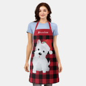 フェスティバルウェスティードドッグサンタハットバッファロープレイドチェック エプロン (着用した状態)