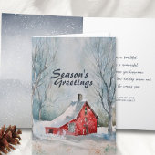 フェスティバルウォーターカラーウィンターシーンスノーイレッドハウス シーズンカード