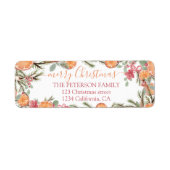 フェスティバルウォーターカラーオレンジフローラメリークリスマス ラベル (正面)