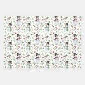 フェスティバルウォーターカラークリスマス雪だるま ラッピングペーパーシート (正面)