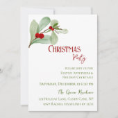 フェスティバルウォーターカラーグリーンリーベリークリスマスクリスマスパーティー 招待状 (正面)