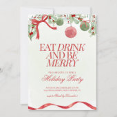 フェスティバルウォーターカラーコケットクリスマスパーティー招待状 招待状 (正面)