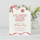 フェスティバルウォーターカラーコケットクリスマスパーティー招待状 招待状 (スタンド正面)