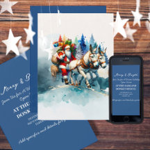 フェスティバルウォーターカラーサンタとロバ