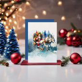 フェスティバルウォーターカラーサンタとロバ 招待状