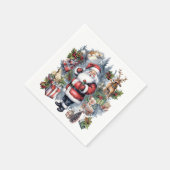 フェスティバルウォーターカラーサンタパーティー スタンダードカクテルナプキン (角)