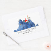 フェスティバルウォーターカラーシーライオンズサンタスハットシール 長方形シール (封筒)