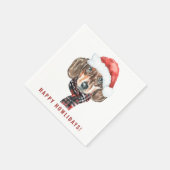 フェスティバルウォーターカラーダッシュンドサンタクリスマス スタンダードカクテルナプキン (角)