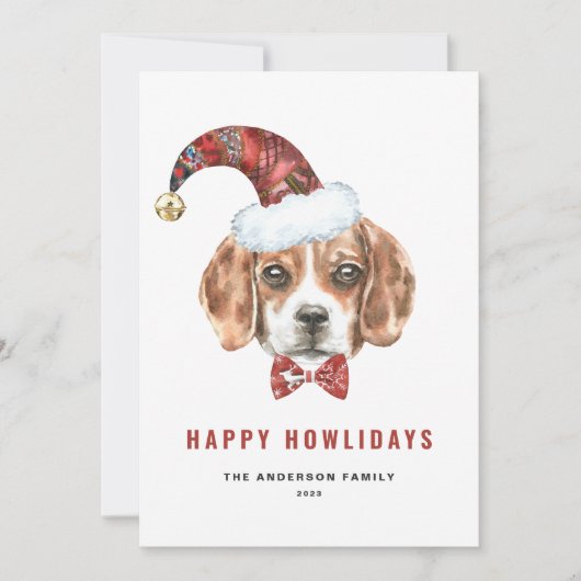 フェスティバルウォーターカラービーグルサンタハッピーハウリデイズ シーズンカード (正面)