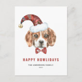 フェスティバルウォーターカラービーグルサンタハッピーハウリデイズ シーズンポストカード (正面)