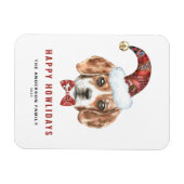 フェスティバルウォーターカラービーグルサンタハッピーハウリデイズ マグネット (横)