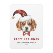 フェスティバルウォーターカラービーグルサンタハッピーハウリデイズ マグネット (縦)