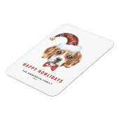 フェスティバルウォーターカラービーグルサンタハッピーハウリデイズ マグネット (左側)