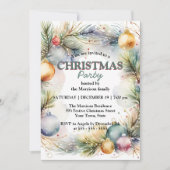 フェスティバルウォーターカラーホリデーリースクリスマスパーティー 招待状 (正面)