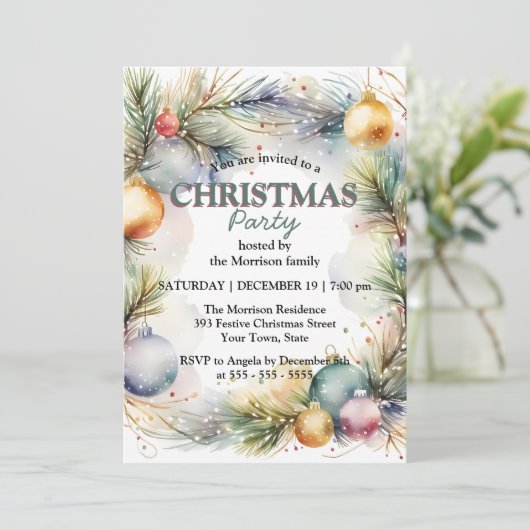 フェスティバルウォーターカラーホリデーリースクリスマスパーティー 招待状 (スタンド正面)