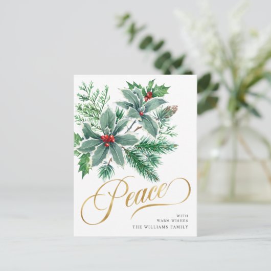 フェスティバルウォーターカラーホリーベリークリスマスグリーティング シーズンポストカード (スタンド正面)