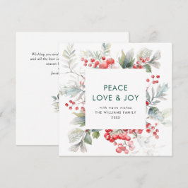 フェスティバルウォーターカラーホリーベリークリスマスモダン シーズンカード