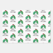 フェスティバルウォーターカラーホリーベリークリスマス ラッピングペーパーシート (正面)