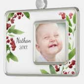 フェスティバルウォーターカラーホリー シルバープレートフレームオーナメント (左)