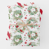 フェスティバルウォーターカラーホリー&ベリークリスマス ラッピングペーパーシート (インサイチュ)