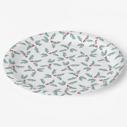 フェスティバルウォーターカラーホリー ペーパープレート (アングル)