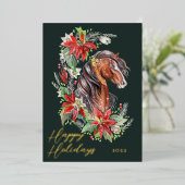 フェスティバルウォーターカラーホースエクエストランハッピーホリデーズ 箔シーズンカード (立ち正面)