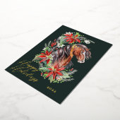 フェスティバルウォーターカラーホースエクエストランハッピーホリデーズ 箔シーズンカード (回転した状態)