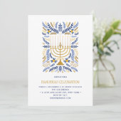 フェスティバルウォーターカラー（ユダヤ教）メノラーフローラハヌカーパーティー 招待状 (スタンド正面)