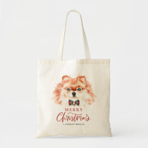 フェスティバルウォーター色ポメラニア犬ドッグクリスマス トートバッグ