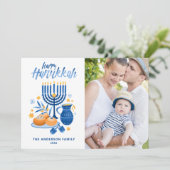 フェスティバルウォーター色（ユダヤ教）メノラーハッピーハヌカー写真 シーズンカード (スタンド正面)