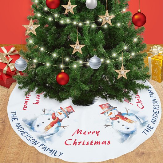 フェスティバルウォーター雪だるまカスタムメリークリスマス ブラッシュドポリエステルツリースカート