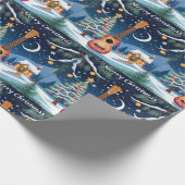 フェスティバルウクレレミュージカル楽器スノークリスマス ラッピングペーパー (角)