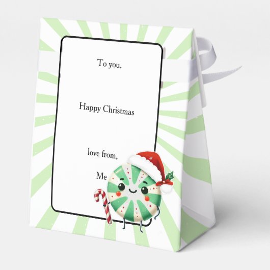 フェスティバルエキサイト – ミントホリデーカードと名前をカスタムする フェイバーボックス (裏面サイド)