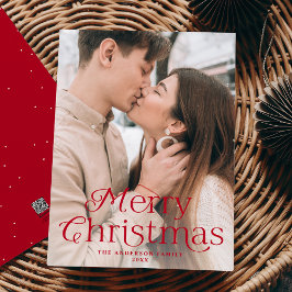 フェスティバルエレガンスレッドメリークリスマスフォト シーズンカード
