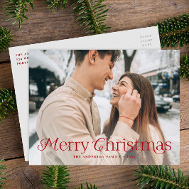フェスティバルエレガンスレッドメリークリスマスフォト シーズンポストカード