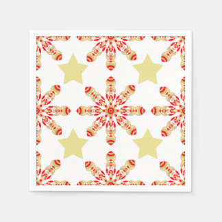 フェスティバルエレガンス：赤と金ゴールド星模様 スタンダードカクテルナプキン