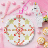 フェスティバルエレガンス：赤と金ゴールド星模様 ペーパープレート (パーティー)