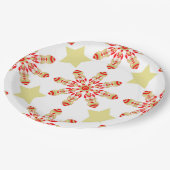 フェスティバルエレガンス：赤と金ゴールド星模様 ペーパープレート (アングル)