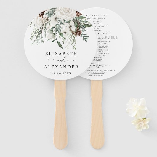 フェスティバルエレガントの冬のエバーグリーン結婚式 ハンドファン (正面&裏面)