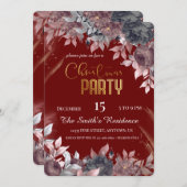 フェスティバルエレガントの花、魔法のクリスマスラインダー 招待状 (正面/裏面)