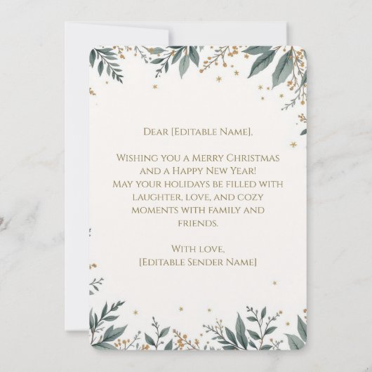 フェスティバルエレガントの葉とメリークリスマスカード。 招待状 (裏面)