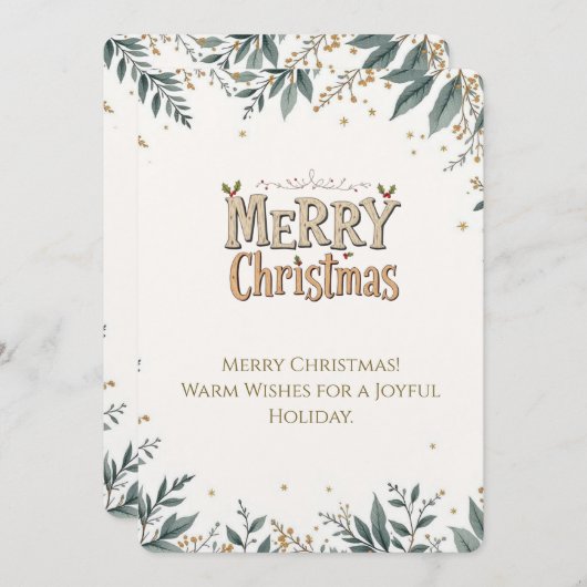 フェスティバルエレガントの葉とメリークリスマスカード。 招待状 (正面/裏面)