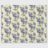 フェスティバルエレガントウォーター色ブルーベリーオンベージュ ラッピングペーパー (フラット)