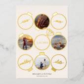 フェスティバルエレガントオーナメントホリデイ日付の保存 箔招待状 (正面)