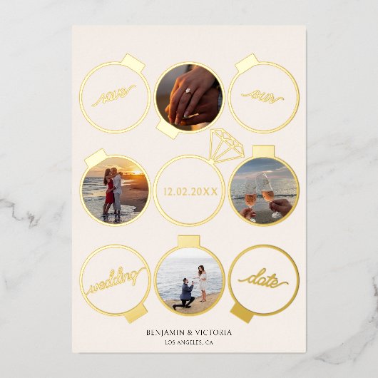 フェスティバルエレガントオーナメントホリデイ日付の保存 箔招待状 (正面)