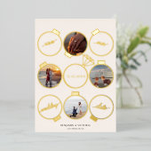 フェスティバルエレガントオーナメントホリデイ日付の保存 箔招待状 (立ち正面)