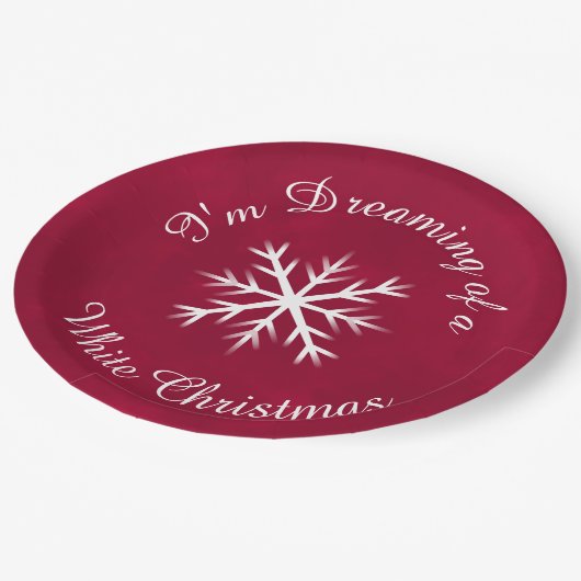 フェスティバルエレガントクランベリーホワイトホリデー ペーパープレート (アングル)
