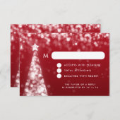 フェスティバルエレガントクリスマスウェディングRSVPシルバーレッド 出欠カード (正面/裏面)
