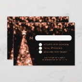 フェスティバルエレガントクリスマスウェディングRSVPバラ金ゴールド 出欠カード (正面/裏面)